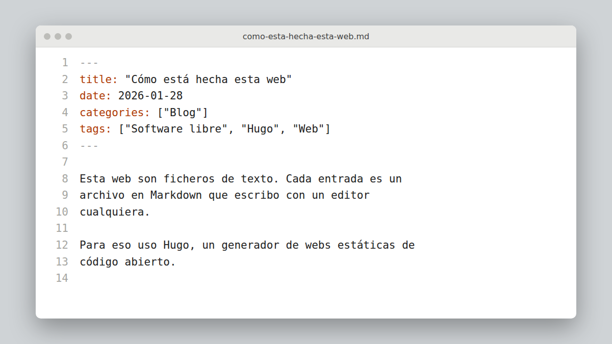 Captura de un editor de texto con el borrador de esta entrada en Markdown